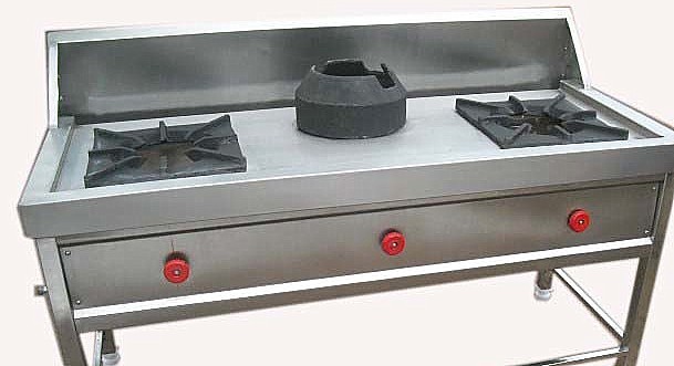 Chinese Burner - Stainless Steel, 72x30x36 inches | Two Gas Burners, 12kW Power, Durable Design, Easy Cleaning, Efficient Cooking, Even Heating, Space Saving