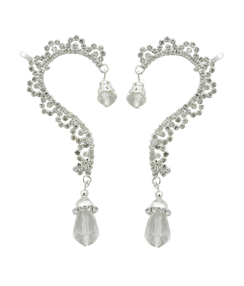 Dazlling Diva - Silver Plated Dangle Earrings 8.9x4.2 cm, Elegant Unique Style
