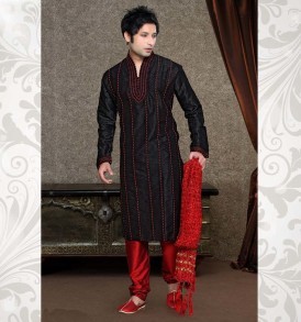 Fictitious Black Kurta Pyjama