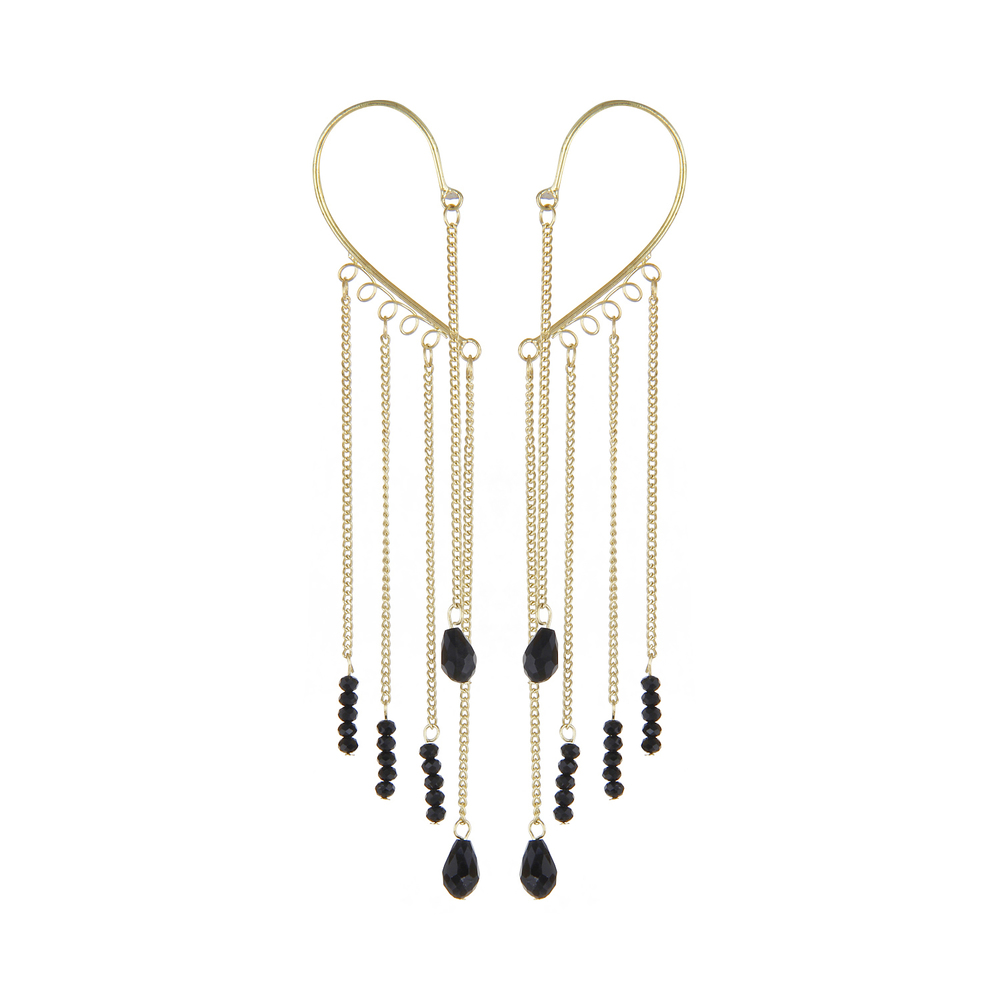 Hanging Earcuff - Metal, 17.5 cm Length, Golden | Gold Plated, Elegant Design, Easy to Wear, Stylish Accessory