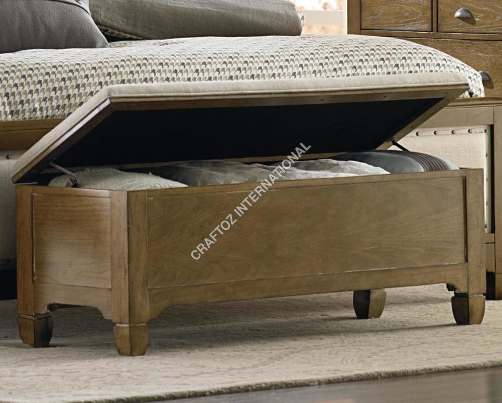 Hardwood Rustic Wooden Bedroom Bench