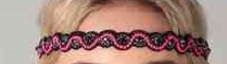 Black And Bright Pink Beaded Hand Made Headband Ha