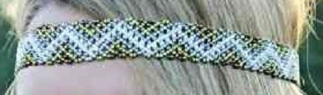 White And Golden Zig-Zag Beaded Hand Made Headband