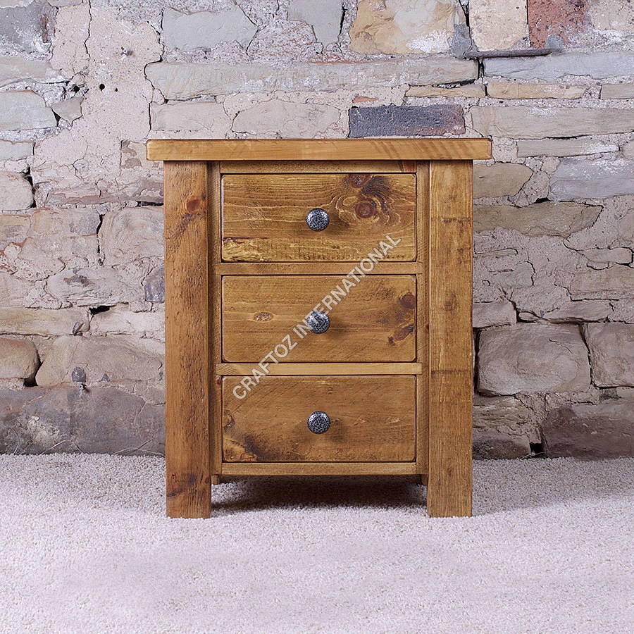 Natural Wooden Bedside Table