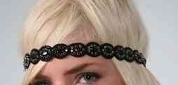Black Beaded Hand Made Headband Hair Band Head Pie