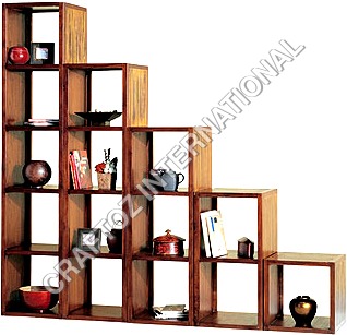 Wooden Display Unit - Solid Wood, Variable Dimensions, Brown | Modular Design, Versatile Storage, Lacquer Finish, Easy Assembly