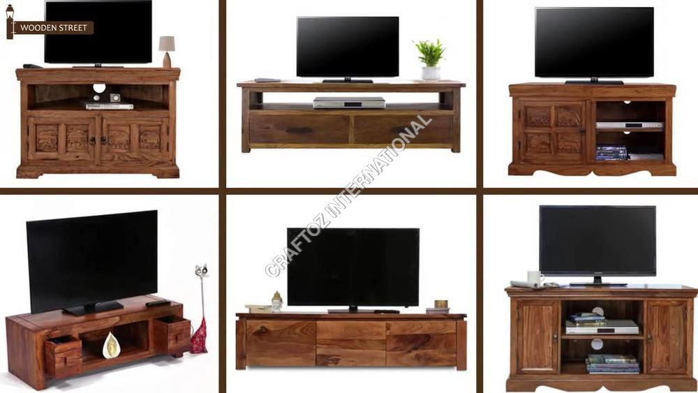 Wooden TV Units - Solid Wood, Versatile Sizes, Brown | Durable Wood, Ample Storage, Cable Management