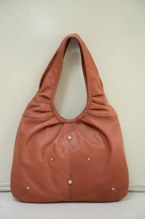 Pink Shade With Stone Leather Handbag