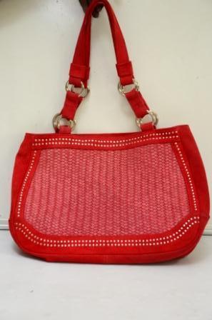 Red Color With Stone Women Leather Handbag