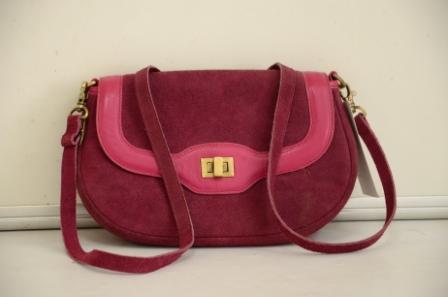 Dark Pink With Light Pink Shade Newest Partywear Leather Ladies Handbag