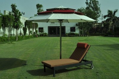Mediterranean 3 Tier SS Umbrella with Sun Lounger
