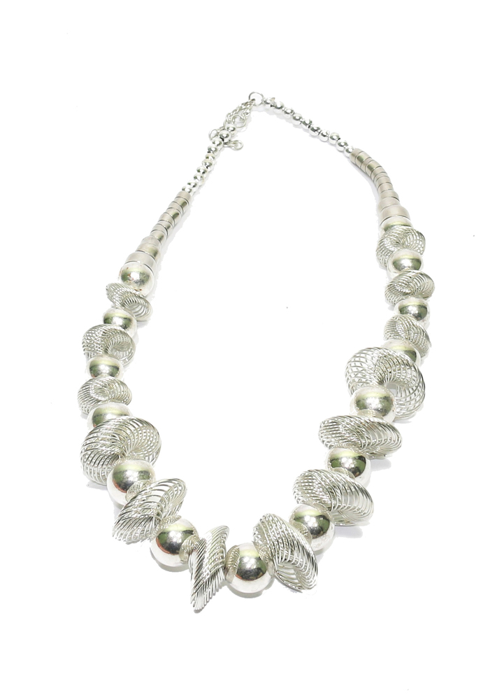 White Crystal Glass Bead Necklace