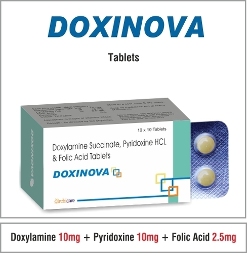 Doxylamine 10 mg. + Pyridoxine 10 mg. + Folic Acid 2.5 mg. Tablets