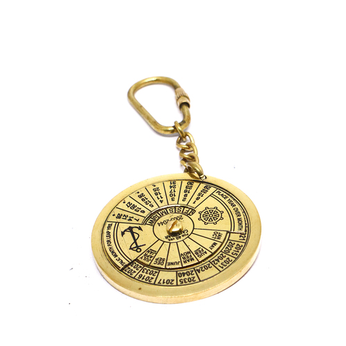 Brass Shiny Nautical 40 Year Calendar Key Ring