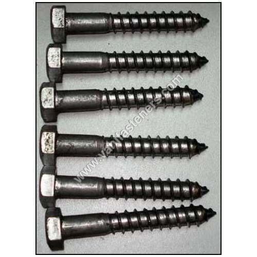 Black Polished Hex Head Coach Screws - Lag Screws