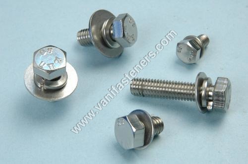 Hex Head Bolt With Plain & Spring Washer - Stainless Steel, Industrial Grade | Fatigue Resistant, Ideal for Aerospace, Defence & Industrial Use