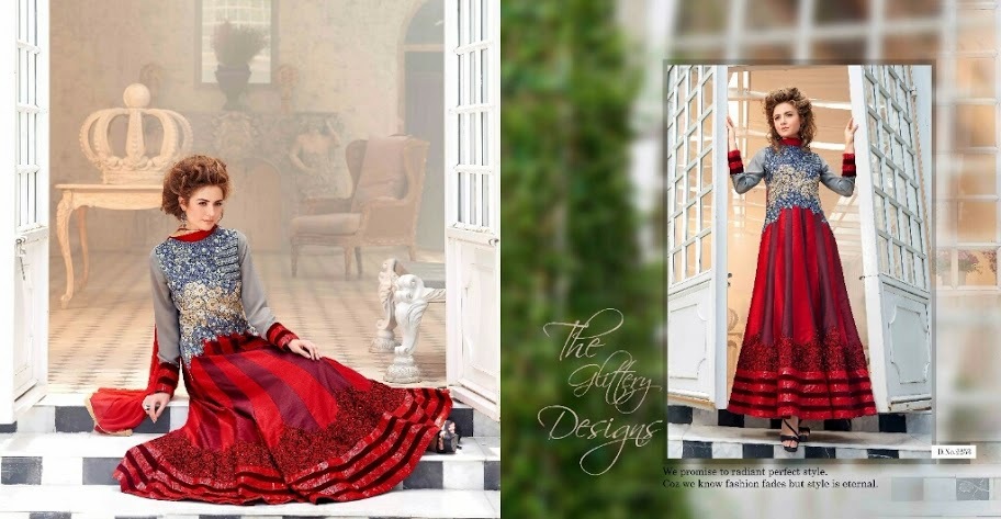 SAKEENA--GEORGETTE DESIGNER ANARKALIS - Georgette, Custom Size, Red | Embroidered, Elegant, Floor Length, Comfortable Fit