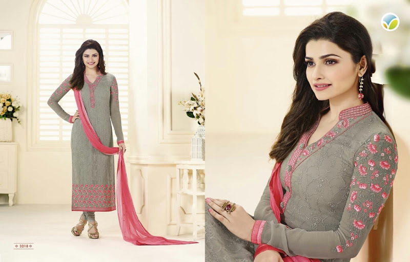PRACHI 12--Georgette Embroidery Suit - Georgette 54 Inches Grey | Floral Embroidery Elegant Design Comfortable Fit