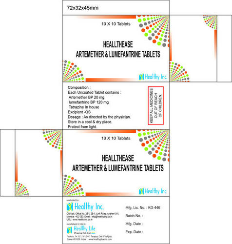 20mg Artemether Lumefantrine Tablets