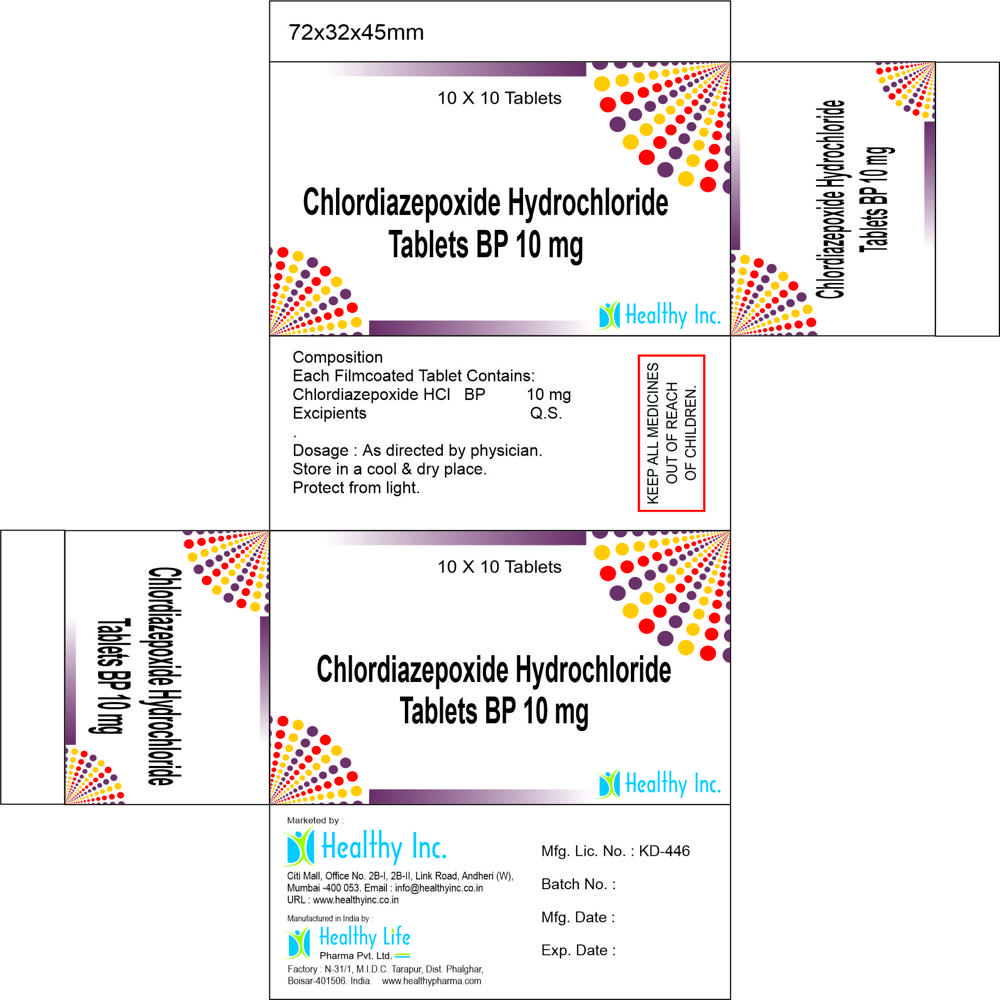 Chlordiazepoxide Hydrochloride  Tablets BP 10 mg