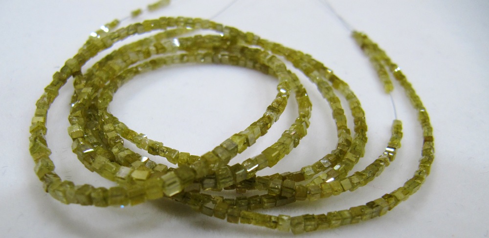 Yellow Diamond Cube Beads