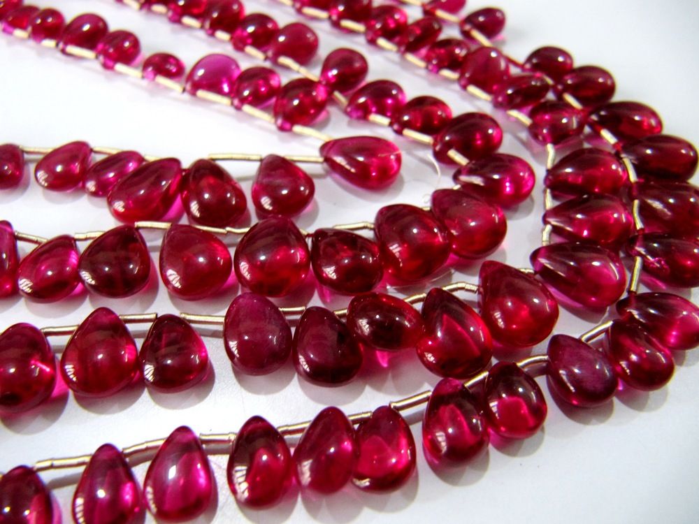 Ruby Plain Tear Drops 5x7mm to 10x14mm Ruby Pear Shape Strand 6inch Long