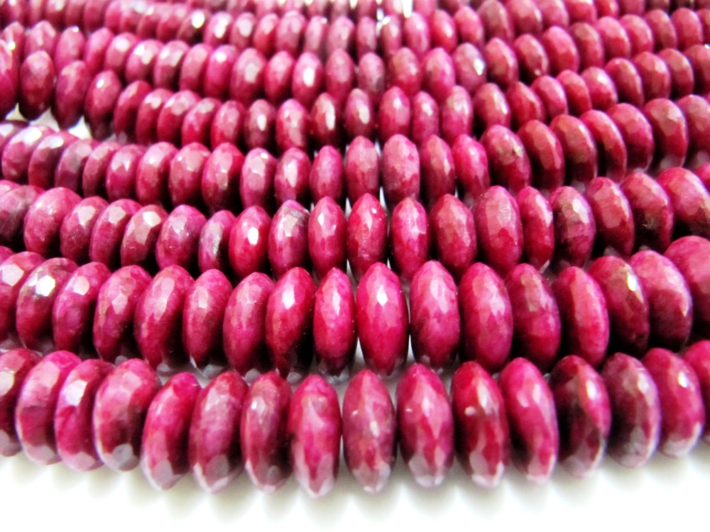 Ruby German Cut Faceted Beads