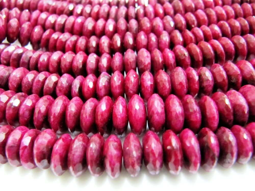 Ruby German Cut Faceted Beads