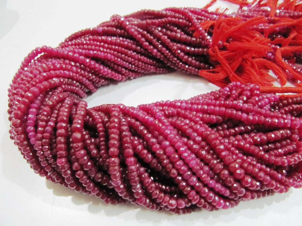 Ruby Corundum Beads Strand