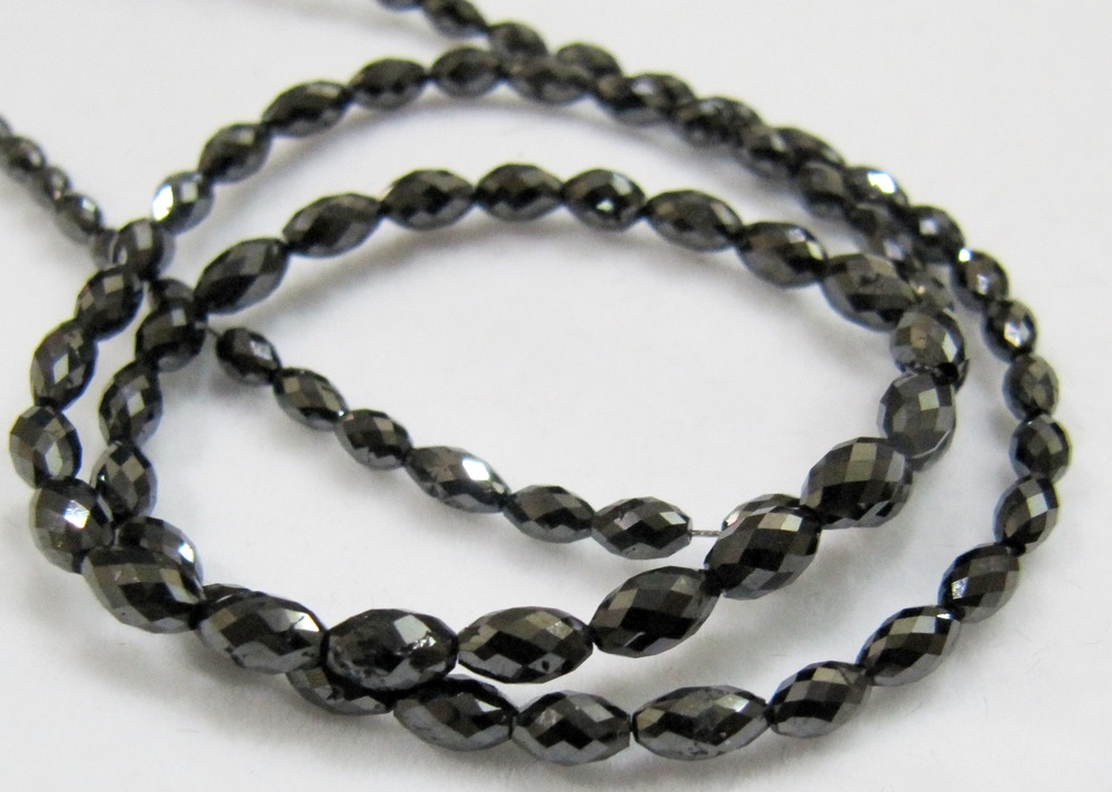 Black Diamond Long Drilled Beads