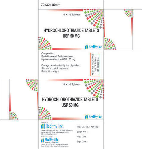 50 Mg Hydrochlorothiazide Tablets Usp Medicine Raw Materials