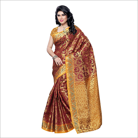 Golden & Brown Silk Saree