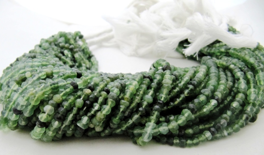 Natural Serpentine Rondelle Faceted 3 to 4mm Strand 13 inches long