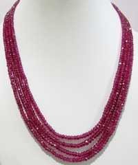 Ruby Imitation Beads Necklace - Aaa Quality Stone, 18 Inch Long, Red Rondelle Faceted Beads - Mesmerizing Design, Stain Resistant, Glossy Finish, Adjustable Gold Plated Tassels