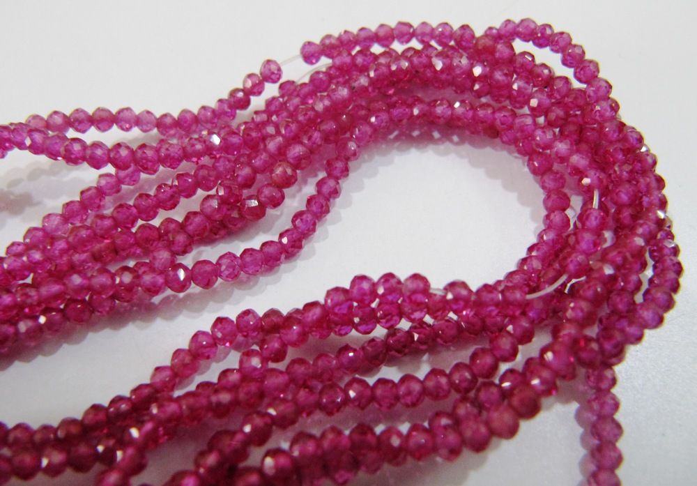 Ruby Onyx Rondelle Faceted 3mm Diamond Cut Beads Strand 13 inches long