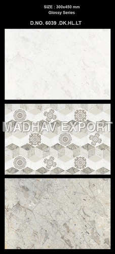 3D Wall Tiles - Ceramic, 300x450 mm, Any Color | Non-Slip, Wear-Resistant, Super Glossy Finish, Customizable Patterns, Anti-Bacterial Properties