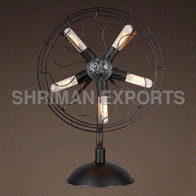 Old Fashioned Industrial Fan Table Lamp