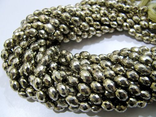 Natural Pyrite Teardrop 8x13mm Beads Sold Per Strand 8 inch Long