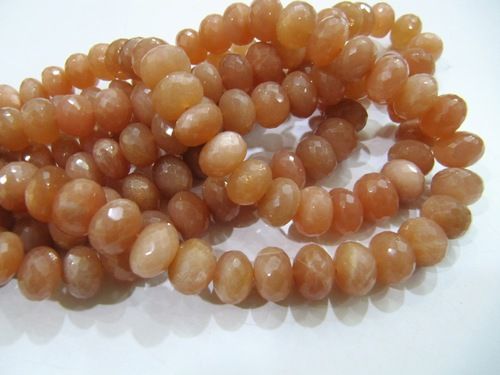 Natural Peach Moonstone Rondelle Faceted 10 to 12mm Strand 8 inches long