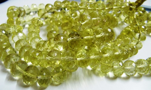 Lemon Quartz Rondelle Faceted Beads