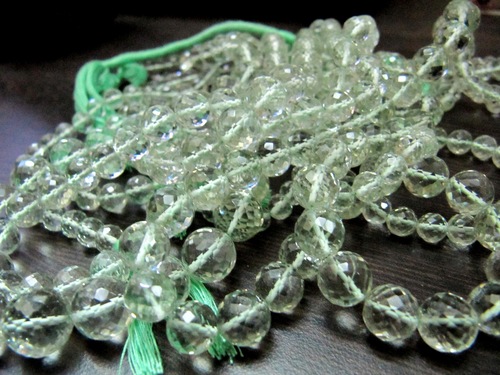 Green Amethyst Round faceted Beads