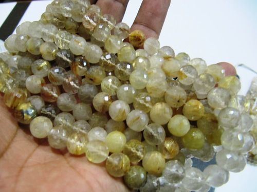 Golden Rutilated beads Round faceted