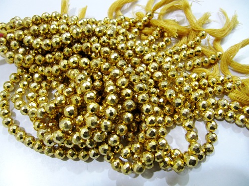 Gold Coated Pyrite Round beads