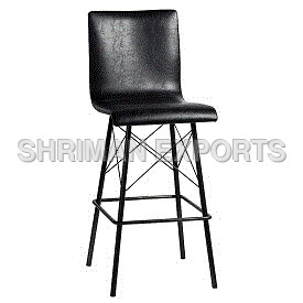 Black Leather and Iron Bar Stool