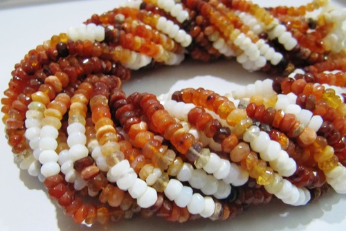 Fire Opal Rondelle faceted Beads