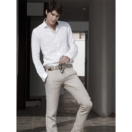 Mens White Linen Trouser