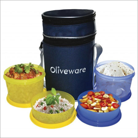 Oliveware Plastic Smart Lunch Bag, 2 Big And 2 Small, Set Of 4 Pieces, Blue