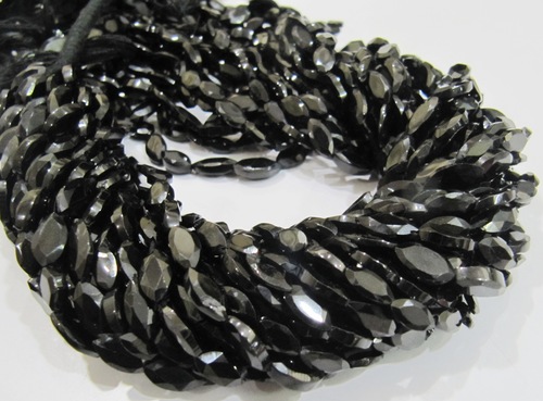 Stone Black Spinel Oval Faceted Beads