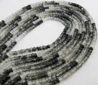 Black Rutile Rondelle Faceted Beads