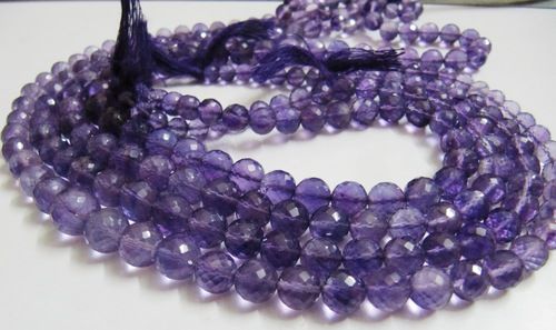 Natural Amethyst Round Faceted Beads 6 to 9mm Graduated Strand 8 inches Long